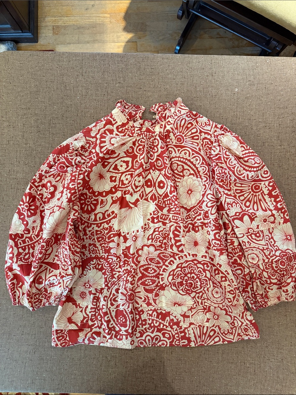 Woman’s Red & Cream Floral Top